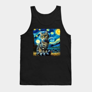 Pixie Starry Night Inspired - Artistic Cat Tank Top